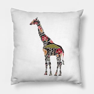 Floral Giraffe Silhouette - Boho Pillow