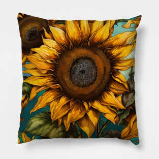 Drawing of Sunflower Pillow