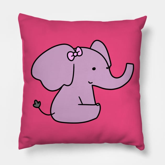 Pink Bow Purple Elephant Pillow by saradaboru
