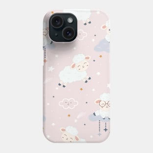 Cute Sheeps on Clouds with Hearts Phone Case