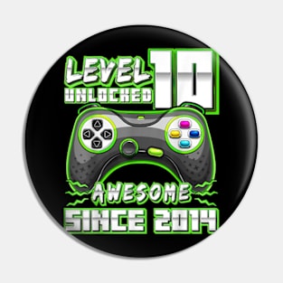 10th Birthday Gamer 10 Year Old Bday Boy Ten Son Pin