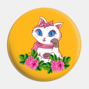 Cute Cat Animals Flower Pin