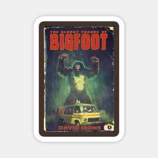 The Bloody Tracks of Bigfoot Cryptid horror by David Irons Magnet