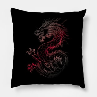 Red and black Chinese dragon Pillow