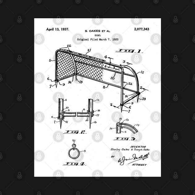 Soccer Patent - Soccer Goal Art - Black And White by patentpress