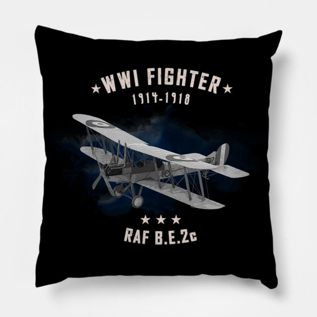 B.E.2c RAF WWI Fighter Aircraft Pillow by Jose Luiz Filho