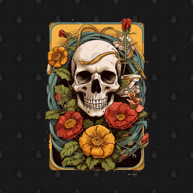 Elegant Floral Skull Art: Trending & Unique Boho Design by laverdeden