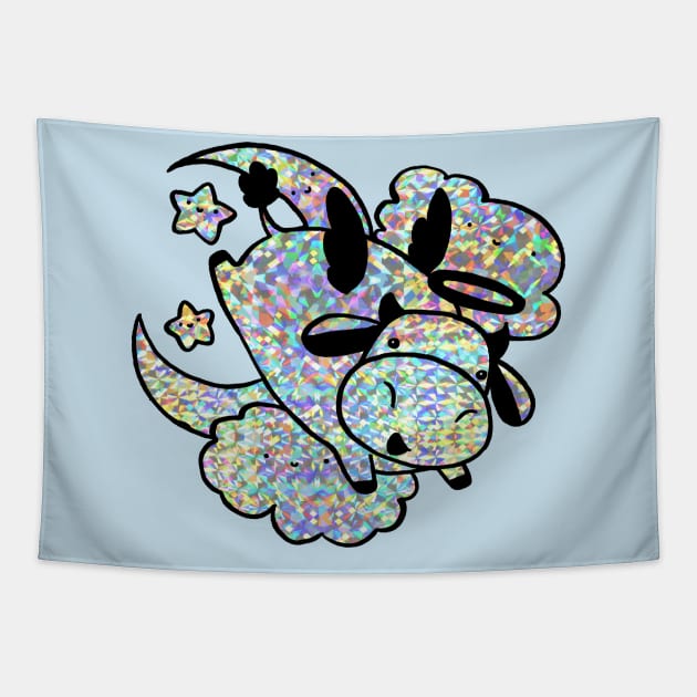 Holographic Sparkle Angel Cow Tapestry by saradaboru