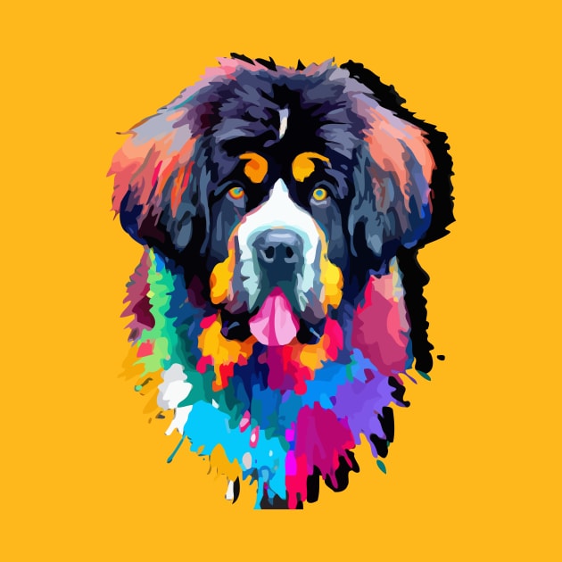 Cute Newfoundland Dog Watercolor by Furrban