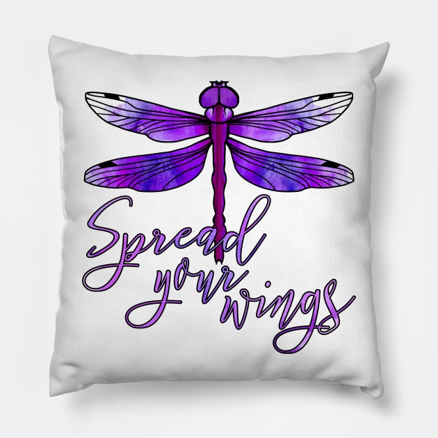 Dragonfly - Spread your wings - Purple Pillow by Olooriel