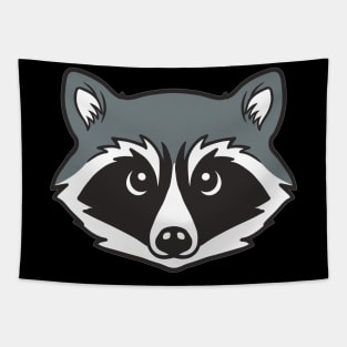 Kawaii Cute Raccoon Face Illustration Tapestry