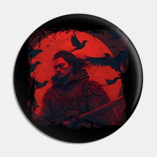 Raven Man Diablo BRZRKR a Witcher on Red Moon Pin