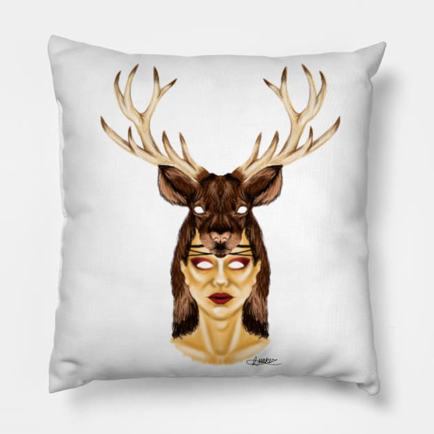 STAG HEADDRESS Pillow by Maker Art Creations