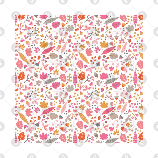 Scandinavian Autumn Leaves and Nuts by Sandra Hutter Designs