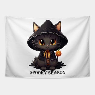 Spooky Season Halloween Vibes Witchy Cat Tapestry