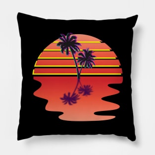 Dream Synthwave Inspired Palm Tree Sunset Design Pillow