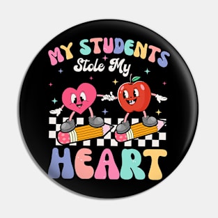 Teacher Valentines Day Retro My Students Stole My Heart Pin