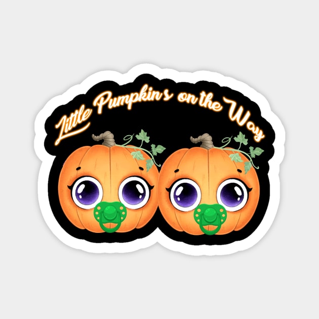 Little Pumpkins on the Way- Twins Pregnancy Magnet by WalkingMombieDesign
