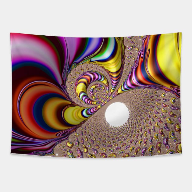 Funky Trippy Colorful Striped Spiral Fractal Tapestry by Kaleiope_Studio