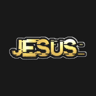 Shiny black and Gold JESUS word ver14 T-Shirt