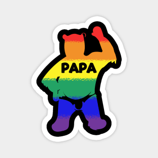Papa Bear Waving Bear with Gay Pride Magnet