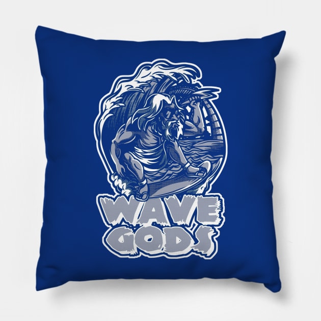 Totally Wavy French Blue Pillow by funandgames