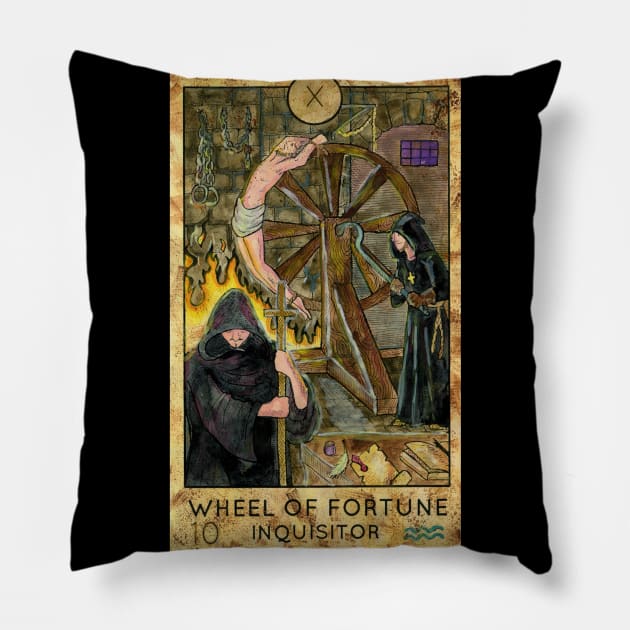 Wheel Of Fortune. Major Arcana Tarot Card. Pillow by Mystic Arts