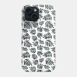 Branches pattern - black and teal Phone Case