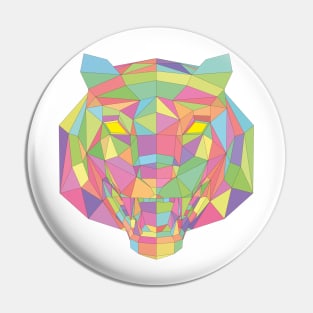 Multicolored Low Poly Tiger Head, mosaic tiger (art2) Pin