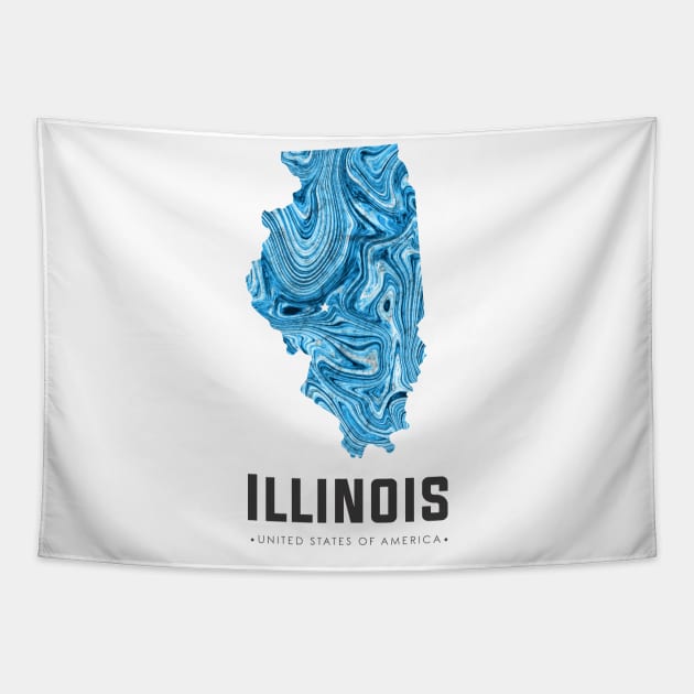 Illinois state map abstract blue Tapestry by StudioGrafiikka