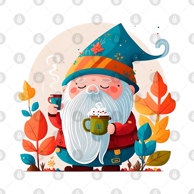 Funny Coffee & Gnome Lovers Cute Retro Fall Gardener by Ai Wanderer