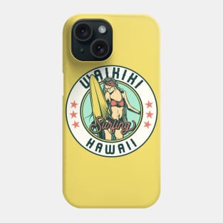 Vintage Surfing Badge for Waikiki, Hawaii Phone Case