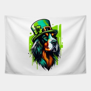 Gordon Setter in Festive Saint Patrick's Day Attire Tapestry