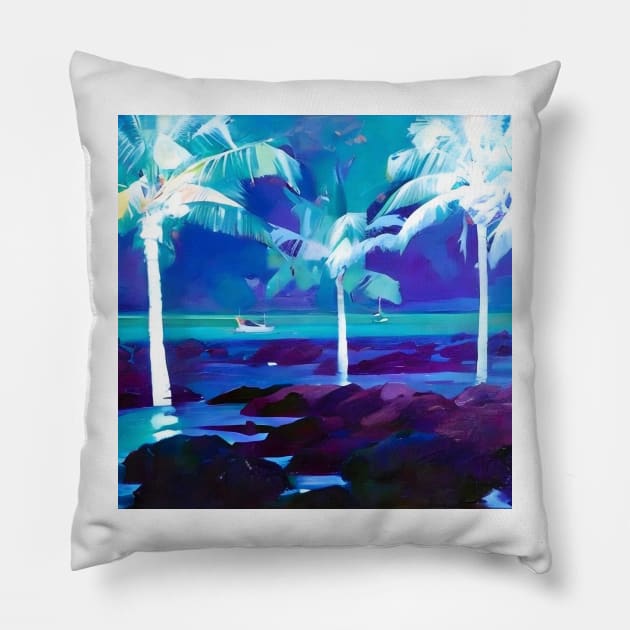 White Palms at the Beach Pillow by DANAROPER