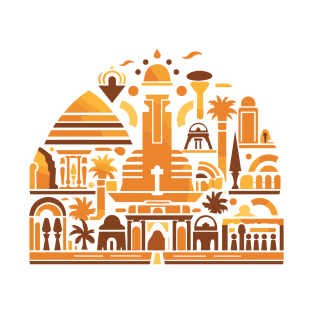 Ancient Egypt, Iconic Desert Architecture: Vector Set of Traditional Symbols T-Shirt