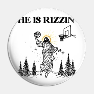 He is Risen Funny Easter of Jesus Playing Basketball Pin