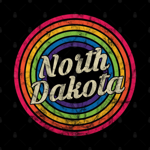 North Dakota - Retro Rainbow Faded-Style by MaydenArt