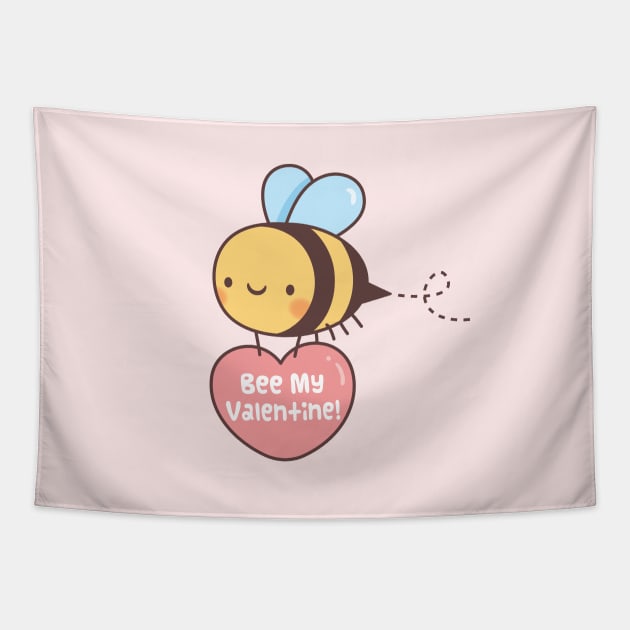 Cute Bee My Valentine Pun Doodle Tapestry by rustydoodle