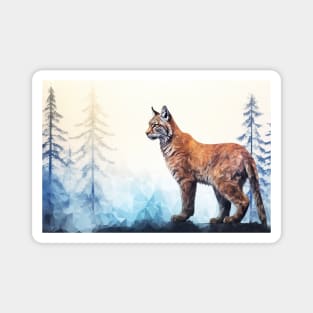 Misty boreal watercolor lynx Magnet