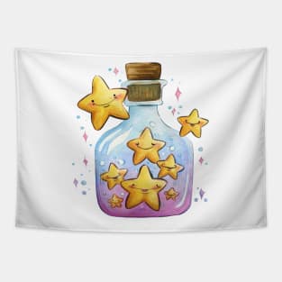 Fairy Bottle Little happy stars watercolour painting Tapestry