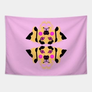 Dalmatian Dog Face, Neon pink and yellow Tapestry