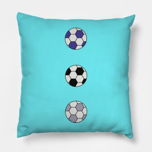 Drawing of three soccer balls in different colors Pillow