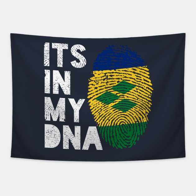 Its In My DNA Saint Vincent and the Grenadines Flag Fingerprint Tapestry by BraaiNinja