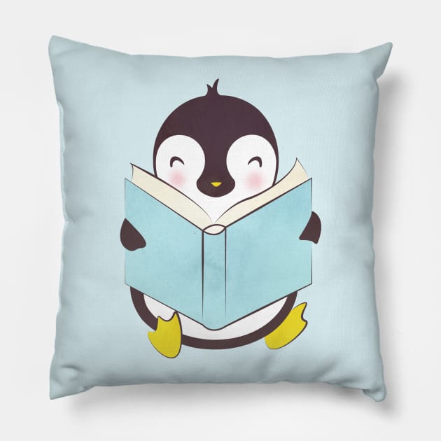 PENGUIN READS Pillow by Catarinabookdesigns