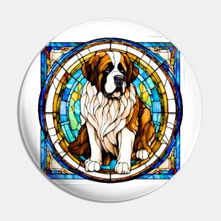 Stained Glass Saint Bernard Pin