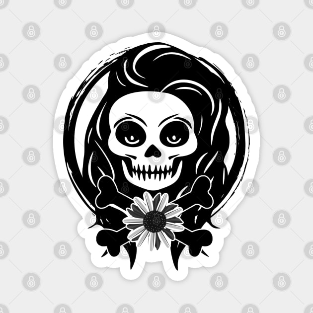 Florist Skull and Flower Black Logo Magnet by Nuletto