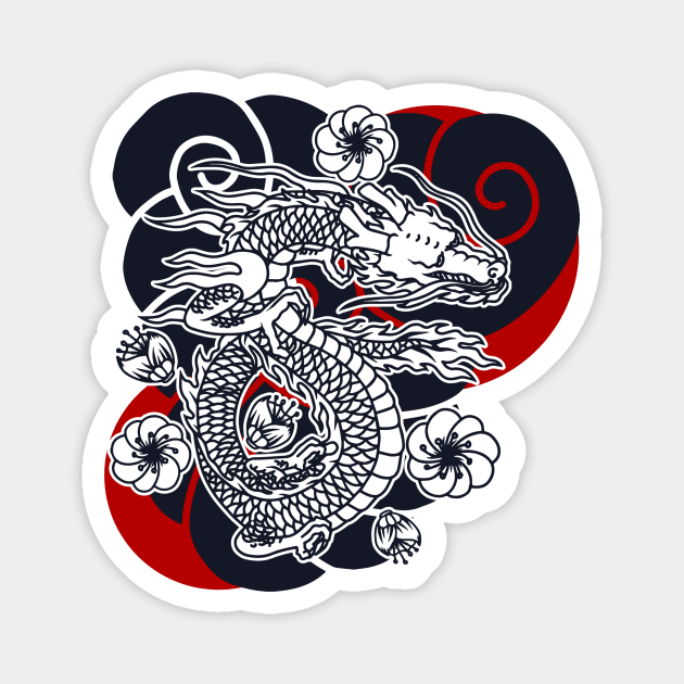 Japanese Dragon Magnet by LoenaStudio