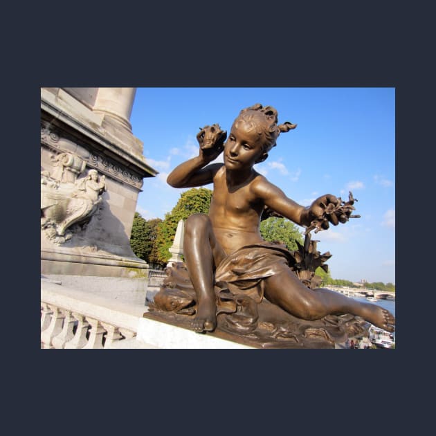 Paris Girl Statue on Bridge by BlackBeret