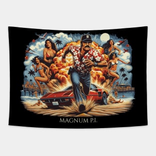 Magnum PI Tribute - Movie Series Magnum Tribute - Higgins - Rick - Selleck Tribute - Tom Tribute Magnum Series - Miami - Beach Tapestry