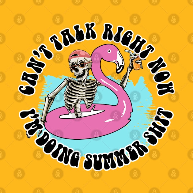 Funny Summer Flamingo Skeleton Pool Vacation Party by alexwestshop